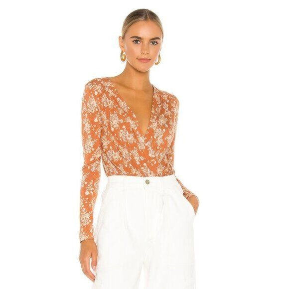 NWT Free People Printed Turnt Bodysuit - M - Picture 1 of 5